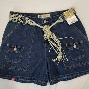Faded Glory Blue Jean Shorts with Cream Belt